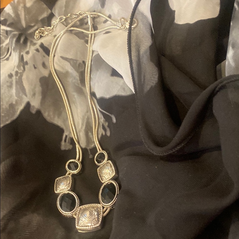 Elegant Silver and Black Necklace